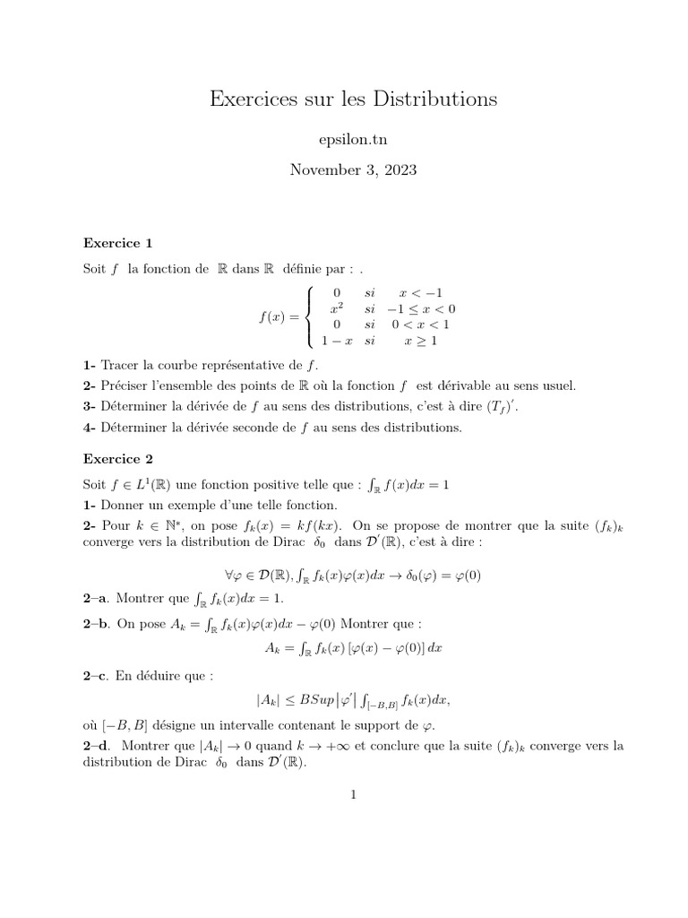 Exercices Distributions | PDF
