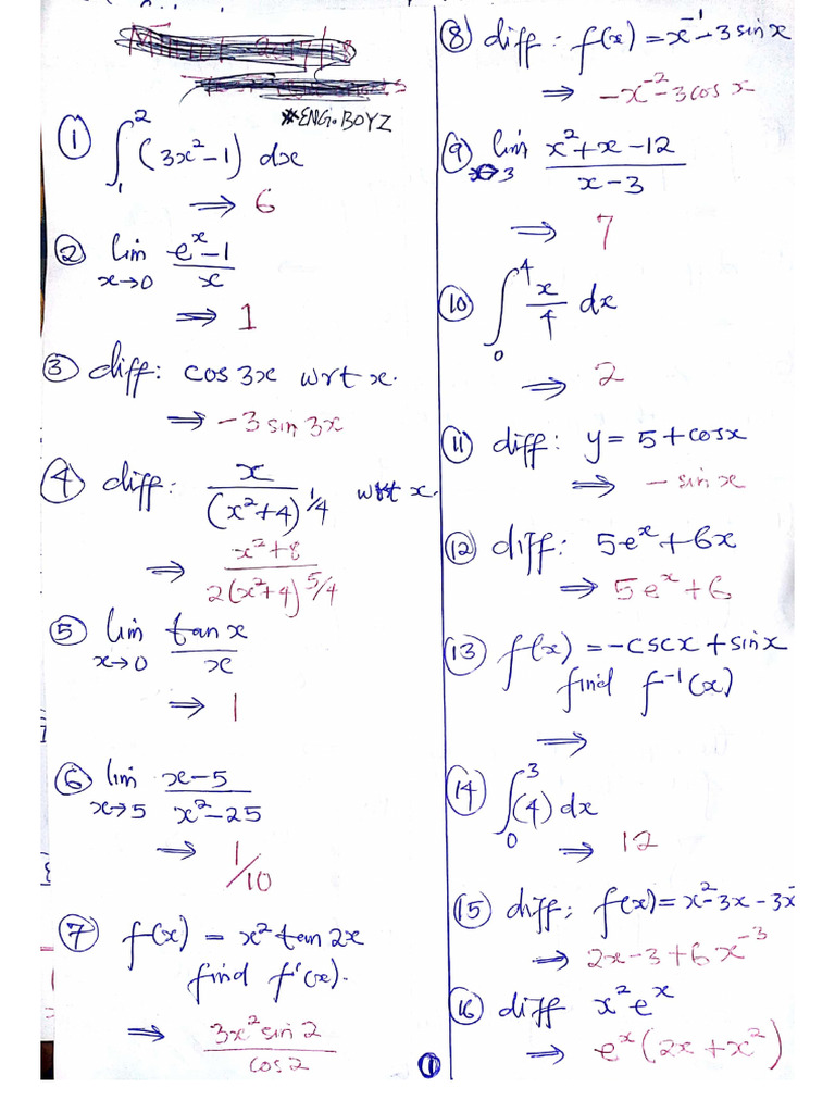 Math 101 Summary | PDF