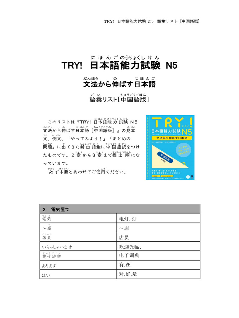 ALL in ONE! 日本語文法 N5 & 語彙セット Try-N5 Pages 1-50 - Flip PDF Download | FlipHTML5