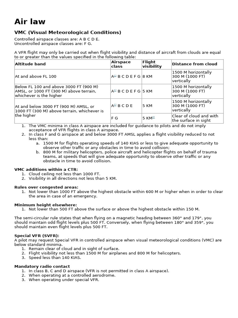 Air Law and VMC Regulations Overview | PDF | Visual Flight Rules | Air ...