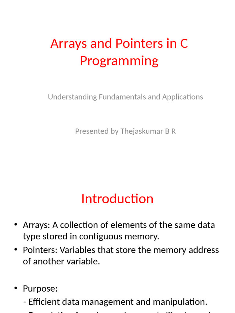 Arrays and Pointers in C | PDF