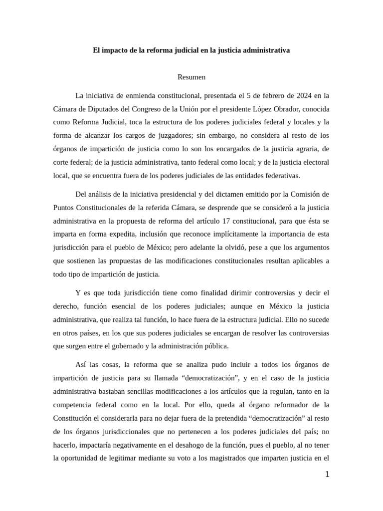 El Impacto de La Reforma Judicial en La Justicia Administrativa | PDF ...