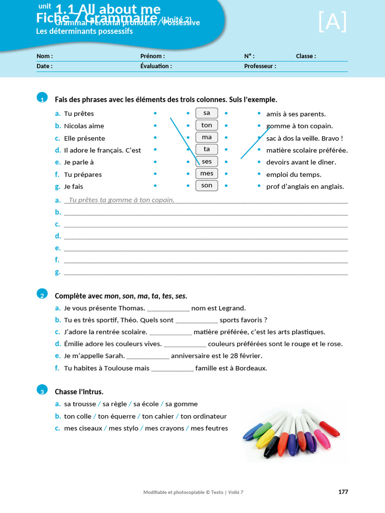 Exercices de grammaire sur les déterminants | PDF
