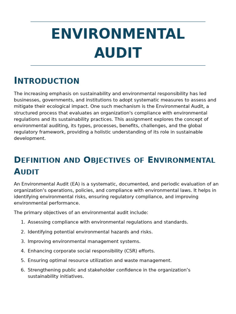 Environmental Audit Process Overview | PDF | Audit | Regulatory Compliance