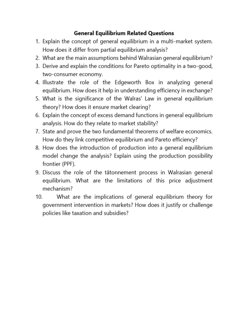 General Equilibrium Theory Insights | PDF