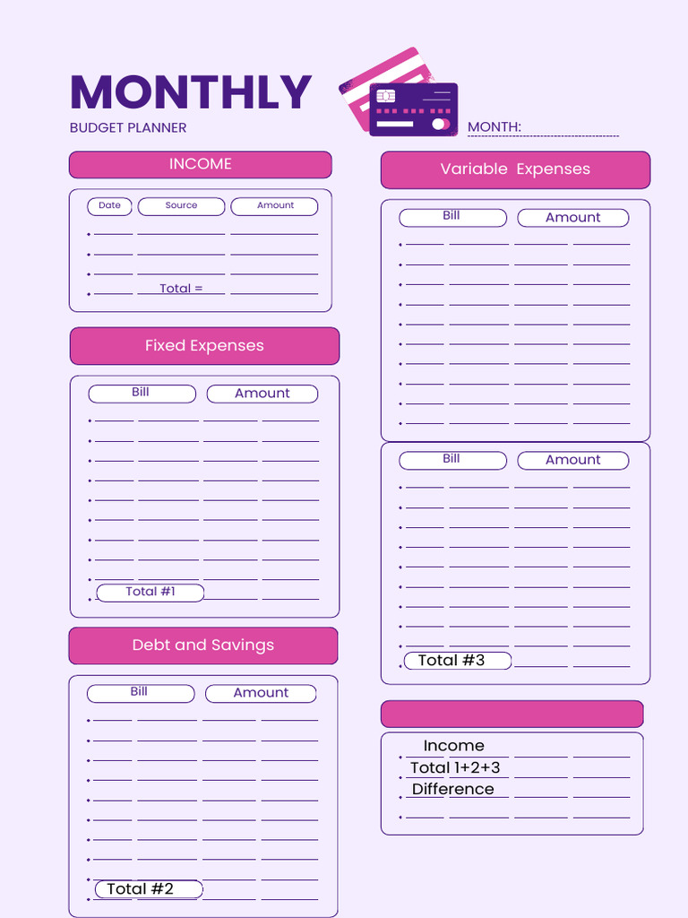 Monthly Budget Template | PDF