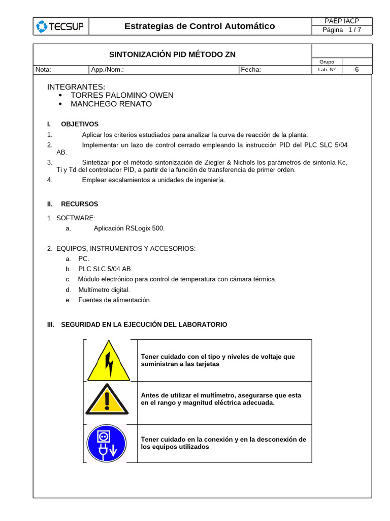 Sintonización PID con Método Ziegler-Nichols | PDF
