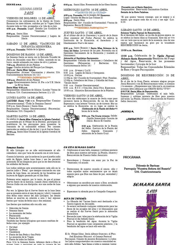 Programa Semana Santa 2024 Barinas | PDF | Pascua de Resurrección ...