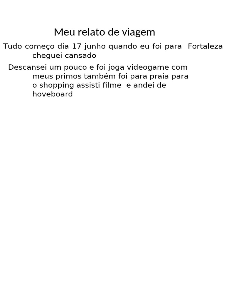 Meu Relato de Viagem | PDF