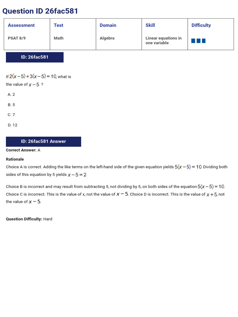 1-Ch-1-Linear Equation in One Variable Solution | PDF | Equations | Algebra