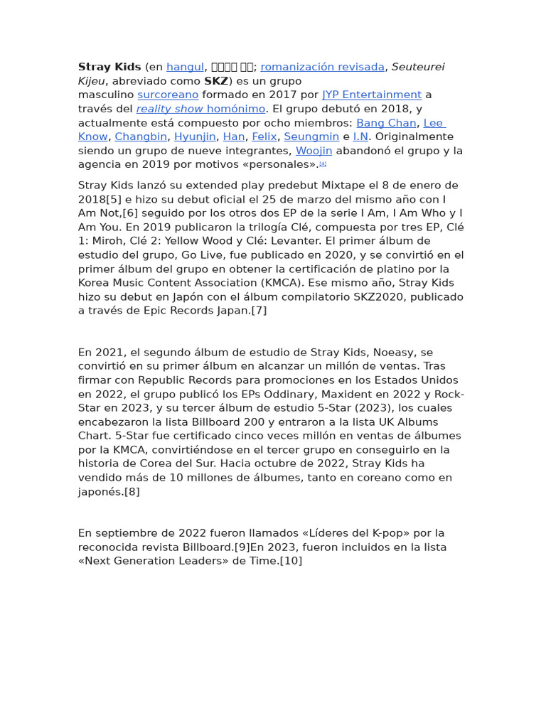 Historia y logros de Stray Kids | PDF