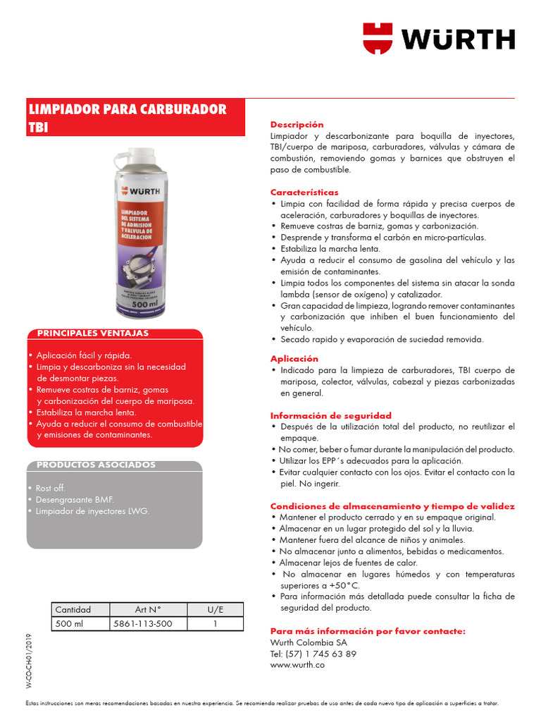 Info 5861-113-500 Limpiador Carburador | PDF | Inyección de combustible ...