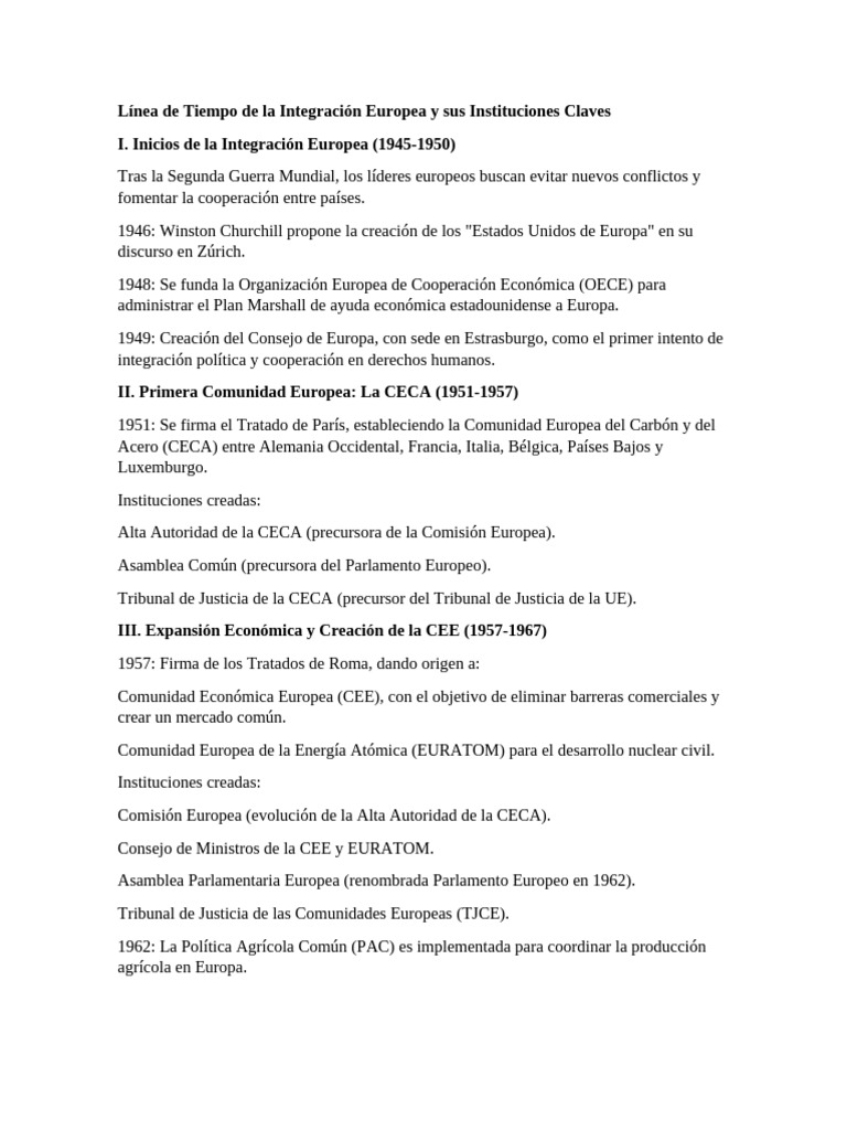 Cronología de la Integración Europea | PDF | Comunidad Económica ...