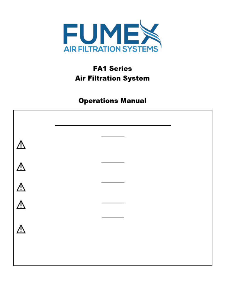 FA1 Air Filtration System Manual | PDF | Usb Flash Drive | Fuse ...