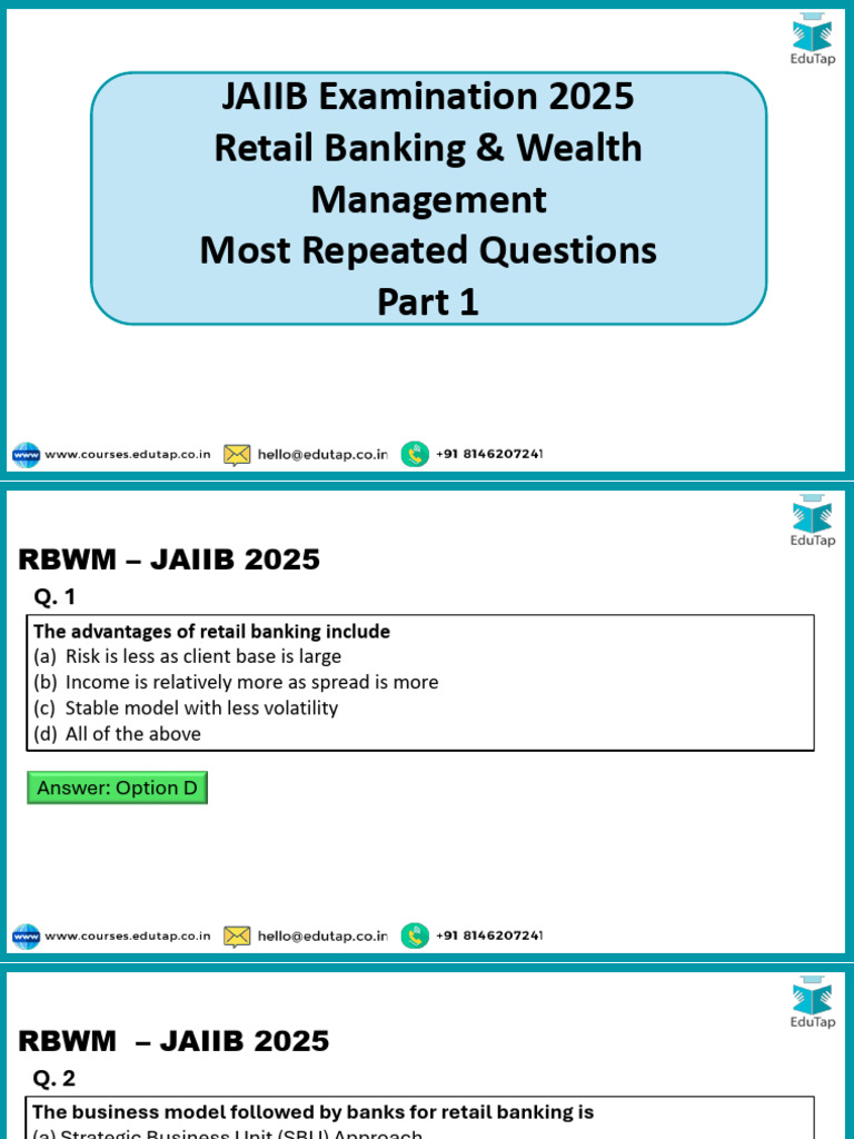JAIIB 2025 RBWM Key Questions & Answers | PDF | Transaction Account ...