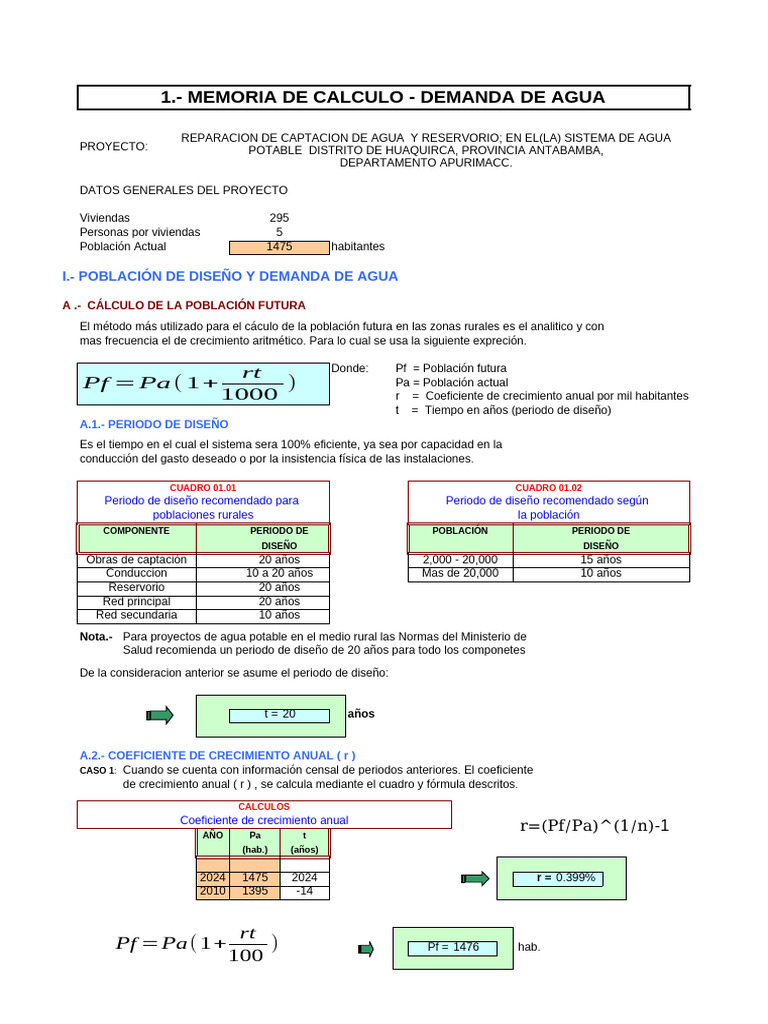 Cálculo de Demanda de Agua Potable | PDF | Agua dulce | Ingeniería Química