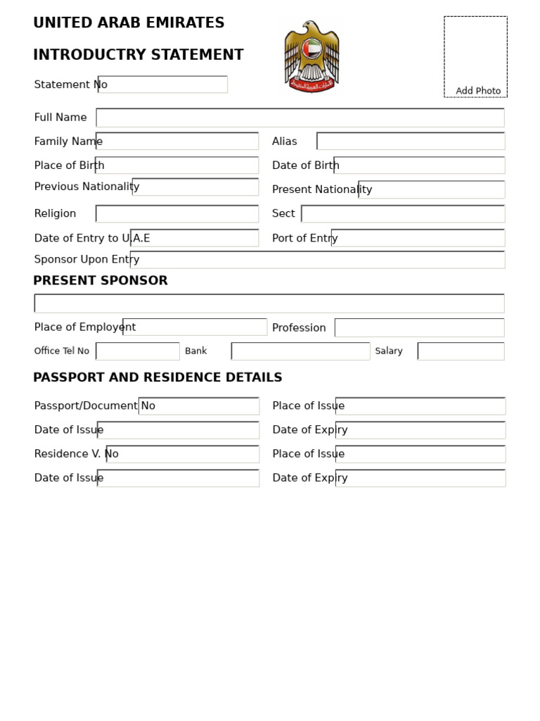 UAE Employment and Personal Details Form | PDF | Government And ...