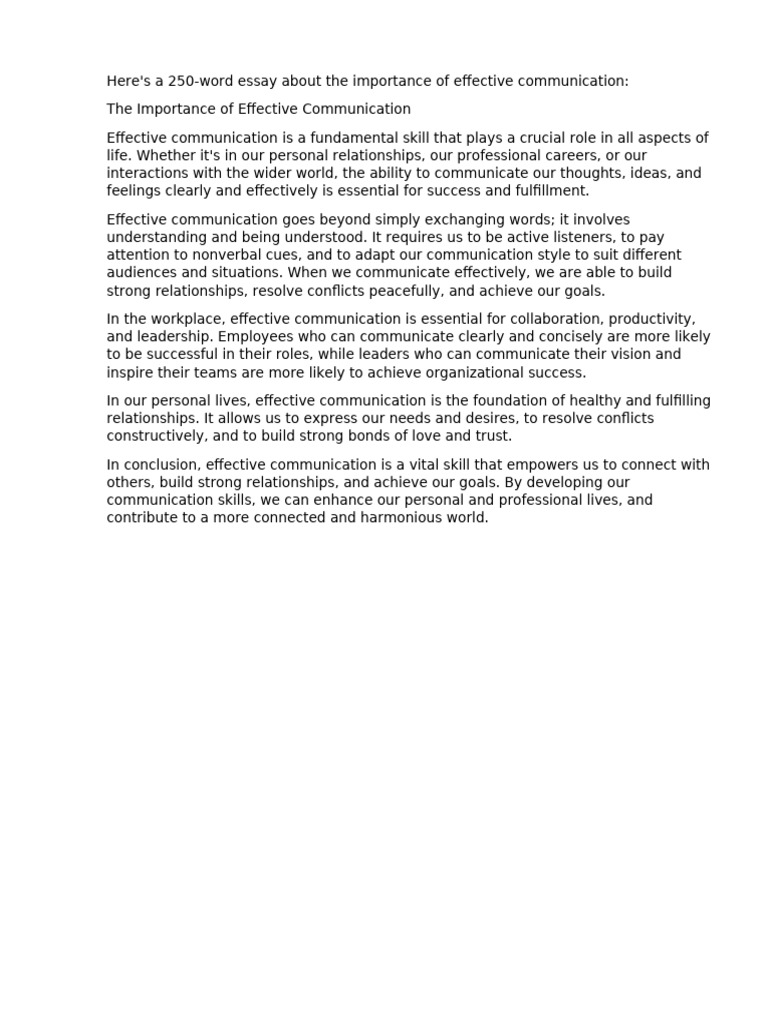 Importance of Effective Communication | PDF