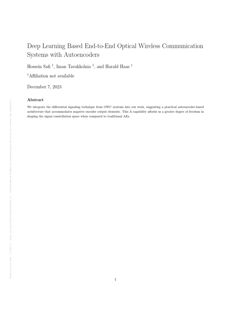 Deep Learning for Optical Wireless Systems | PDF | Modulation | Low ...