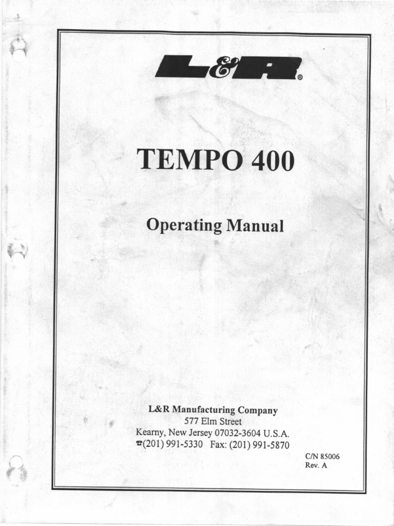 L&R TEMPO 400 Operating Manual (FULL) | PDF