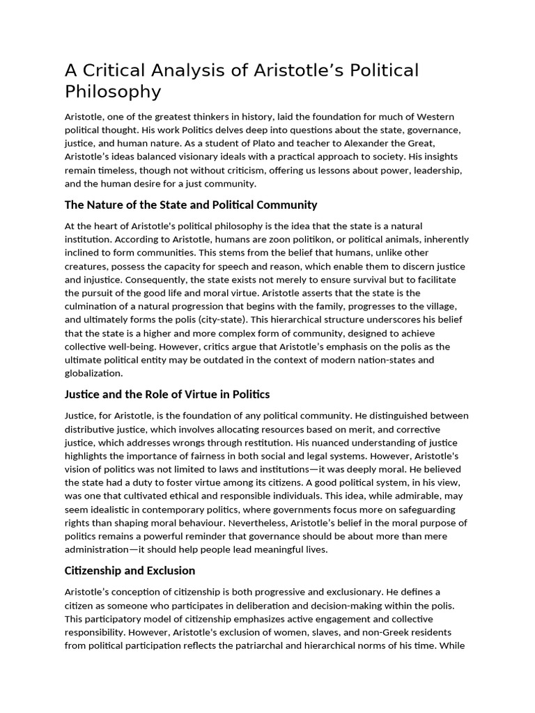 A Critical Analysis of Aristotle | PDF | Justice | Crime & Violence