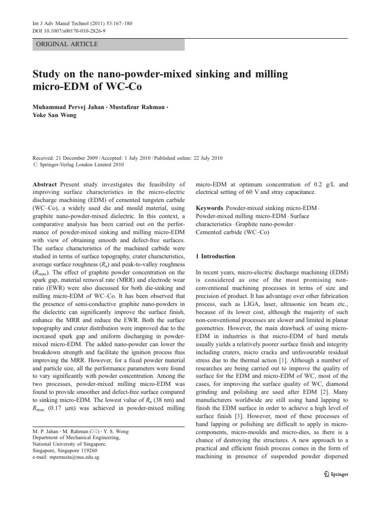 Study On The Nano Powder Mixed Sinking A | PDF | Materials Science ...
