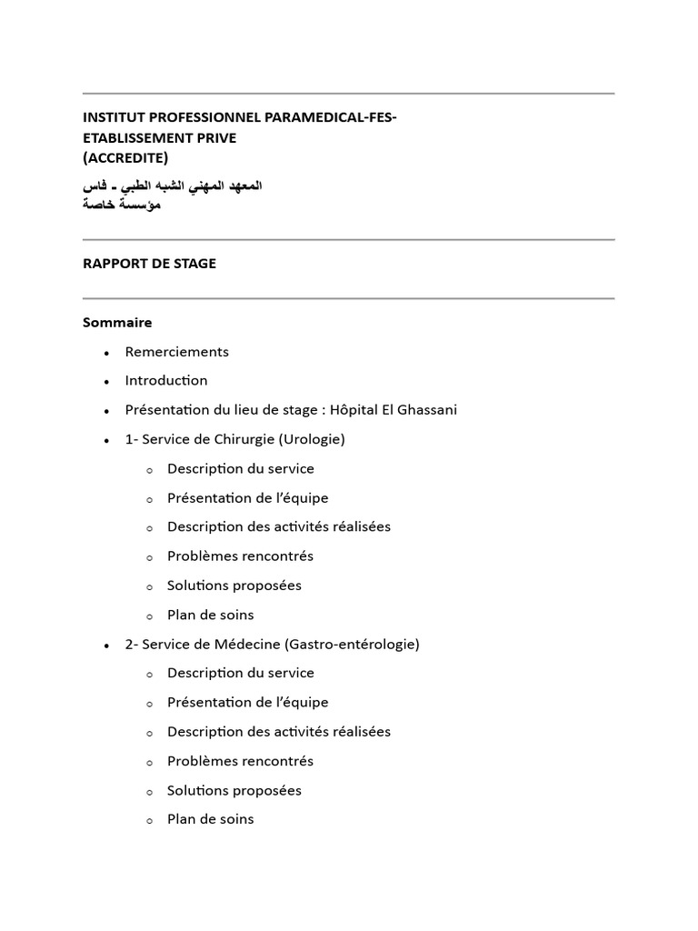 Rapport de stage en soins paramédicaux | PDF | Hypertension artérielle ...
