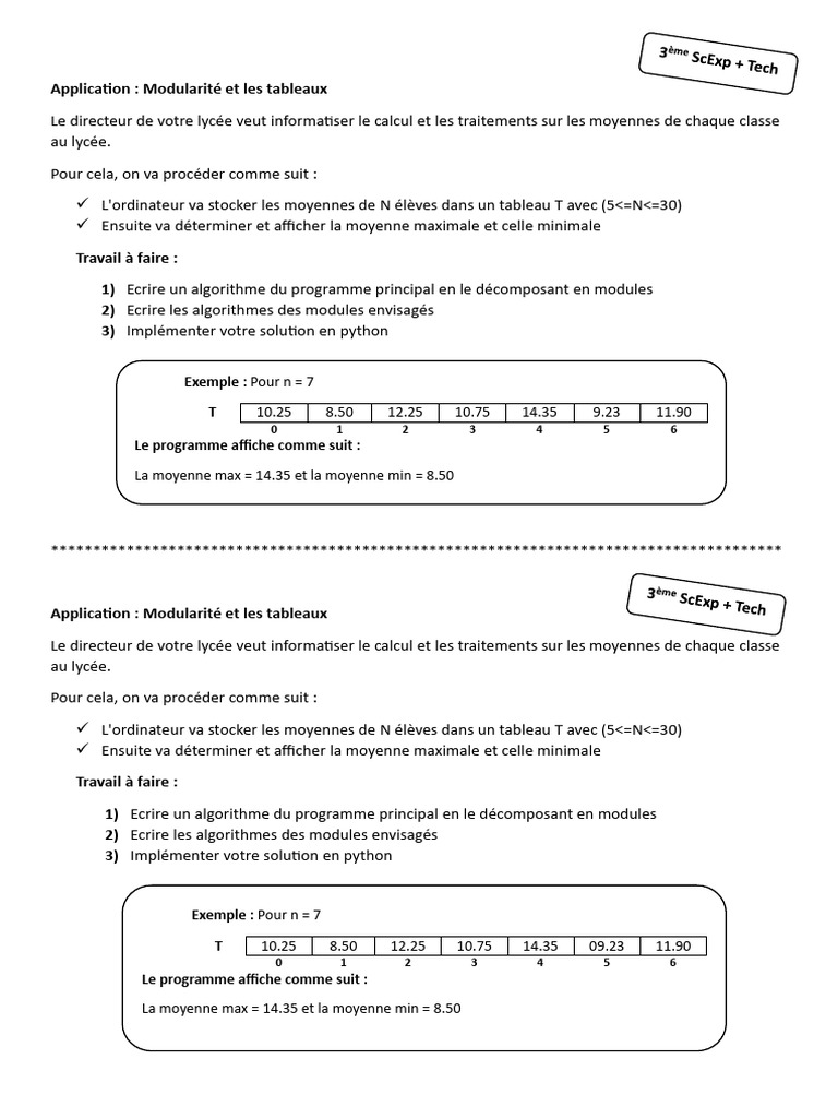 Calcul des moyennes scolaires en Python | PDF