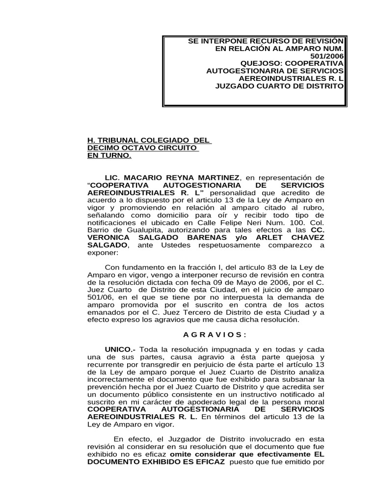 Recurso de Revisión Amparo 501/2006 | PDF | Justicia | Crimen y violencia