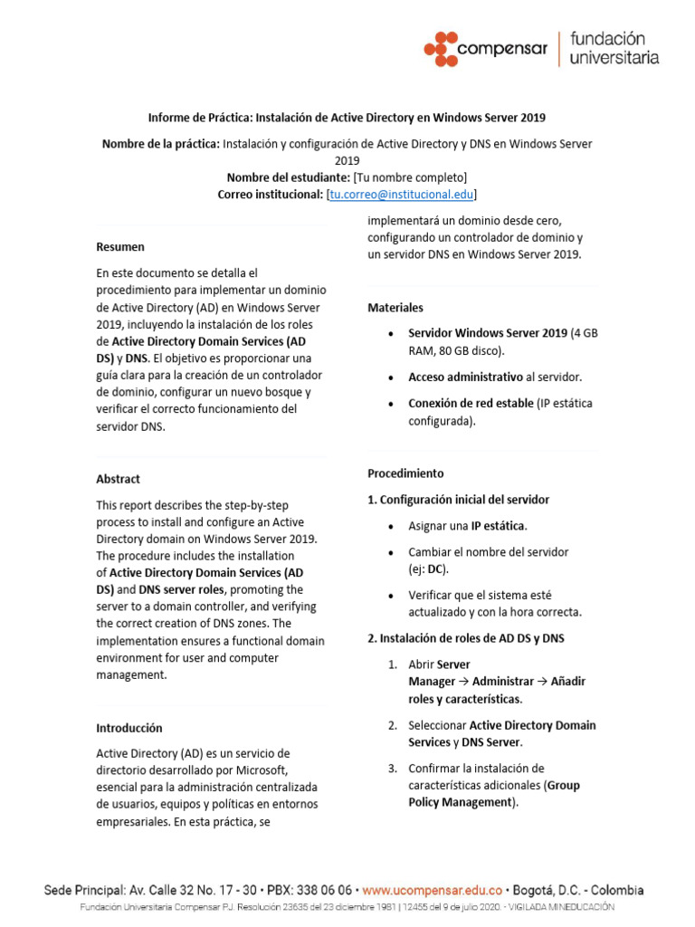 Instalación de Active Directory en Windows Server | PDF | sistema de ...