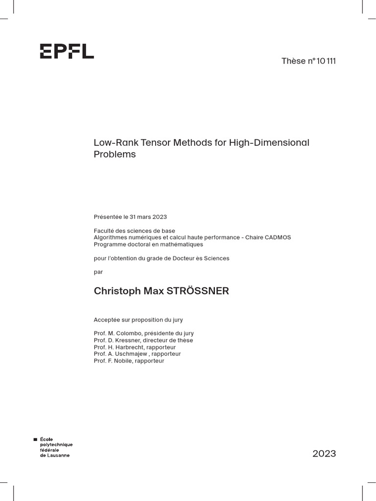 Low-Rank Tensor Methods For High-Dimensional Problems | PDF
