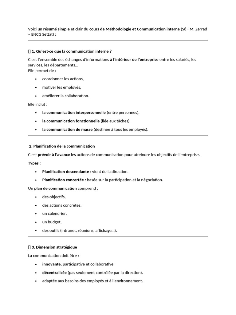 Méthodologie de la Communication Interne | PDF | Planification | la ...