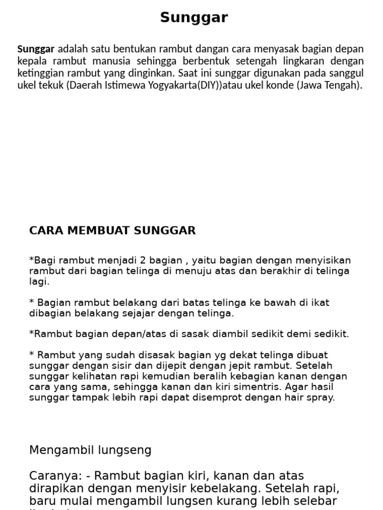 Cara Membuat Sunggar Rambut | PDF