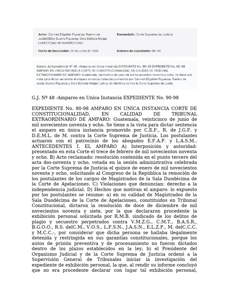 Sentencia 90-98 de Corte de Constitucionalidad, 25 de Junio de 1998