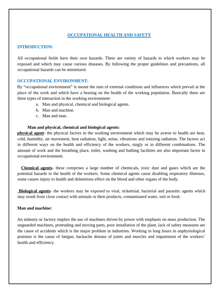 Workplace Health and Safety Overview | PDF | Occupational Safety And ...