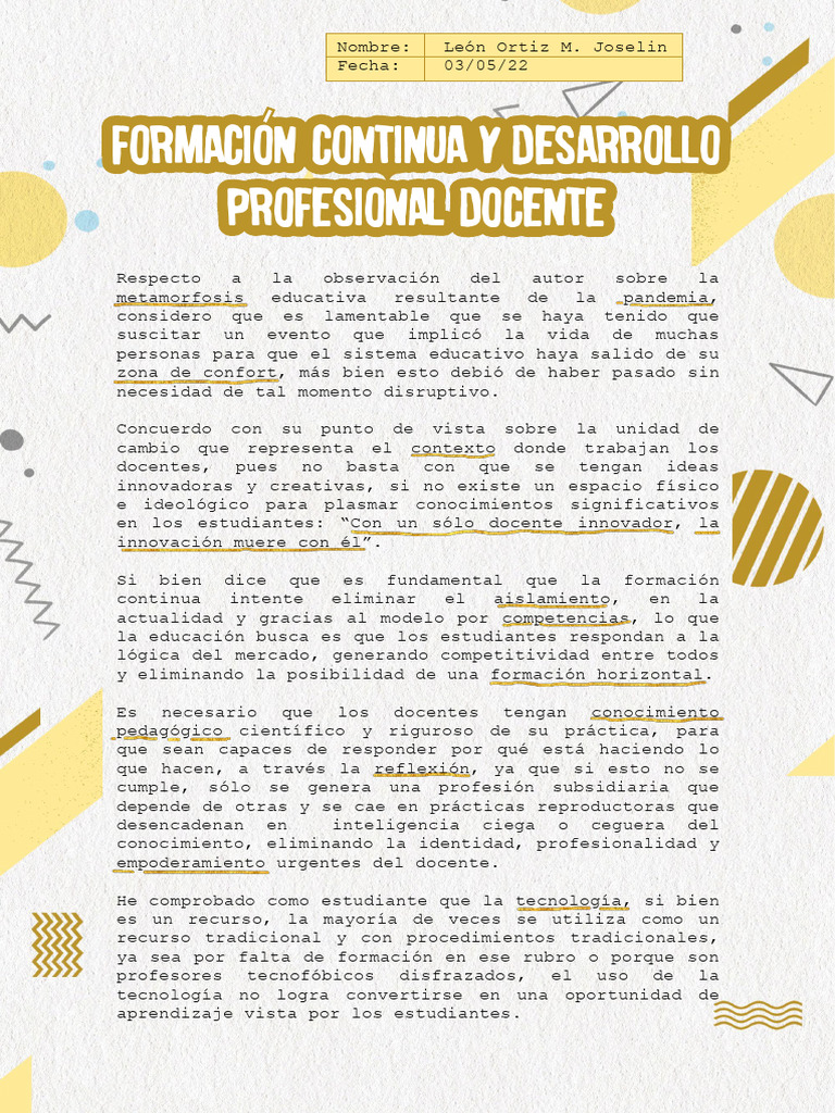 LeónOrtiz - Formación Continua y Desarrollo Profesional Docente | PDF