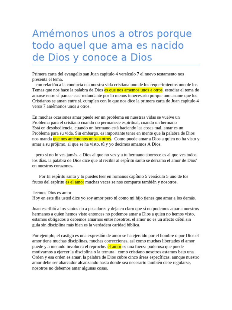 El Amor de DIOS Llena Toda Tu Vida | PDF | Amor | Dios