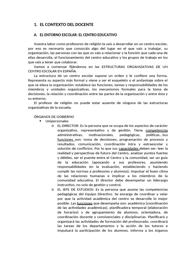 Estructura de un Centro Educativo | PDF | Maestros | Plan de estudios