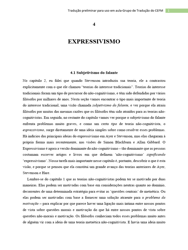 Schroeder - CAP 4 - Expressivism | PDF | Pensamento | Semântica
