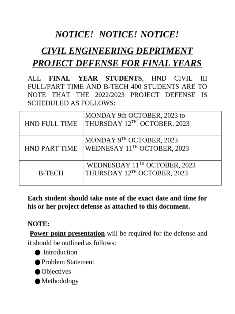 Notice - Project Defense 2023 - 084826 - 1 | PDF