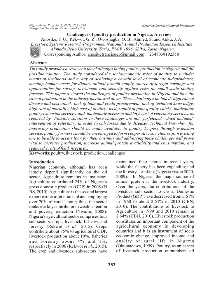 Poultry Production Challenges in Nigeria | PDF | Livestock | Meat