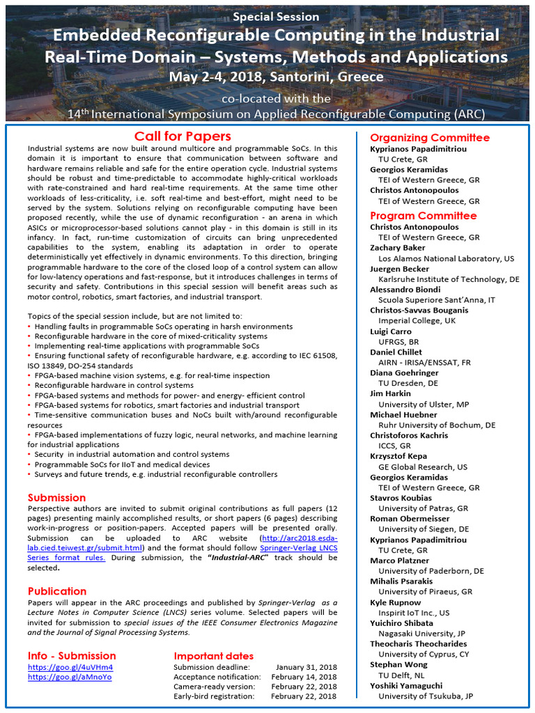 2018 Arc Special Session CFP | PDF | Computing | Computer Engineering