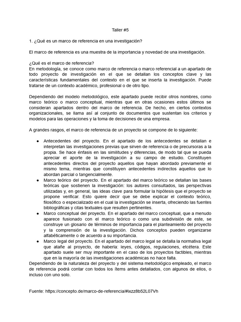 Taller #5 Marco Teóricos en Metodología de La Investigación. | PDF ...