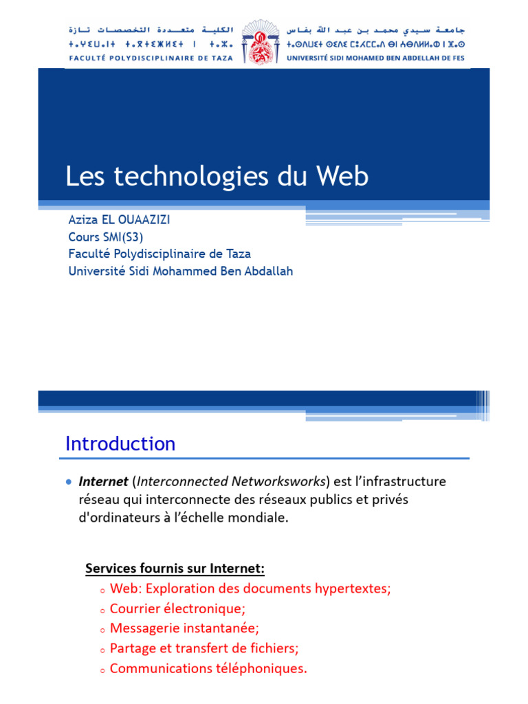 Introduction aux technologies du Web | PDF | Internet | Internet et Web