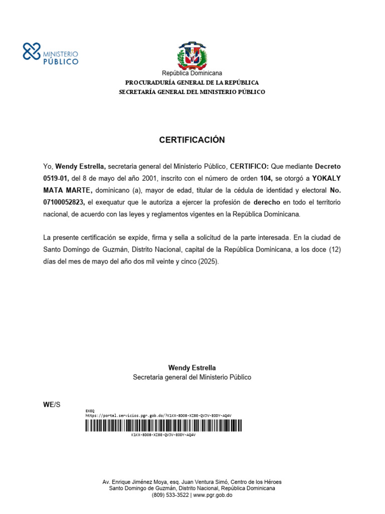 Certification of Exequatur Yokaly | PDF