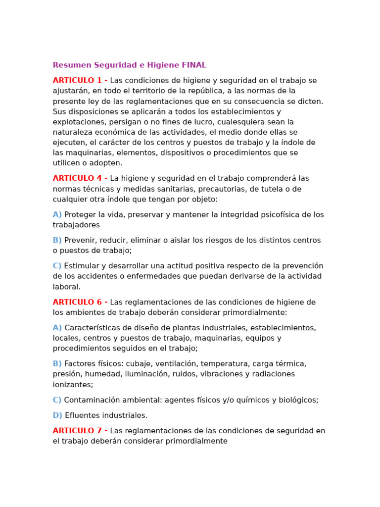 Normas de Seguridad e Higiene Laboral | PDF | Seguridad y salud ...