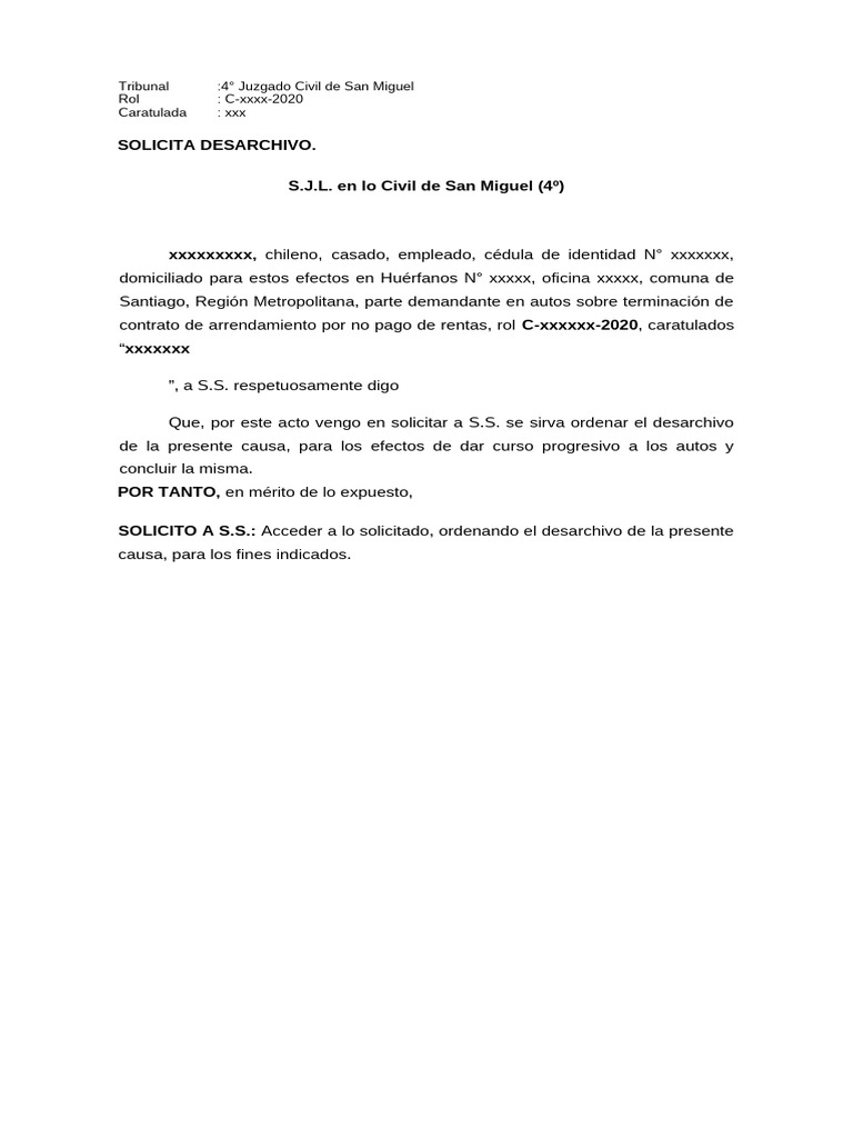 Solicita Desarchivo | PDF