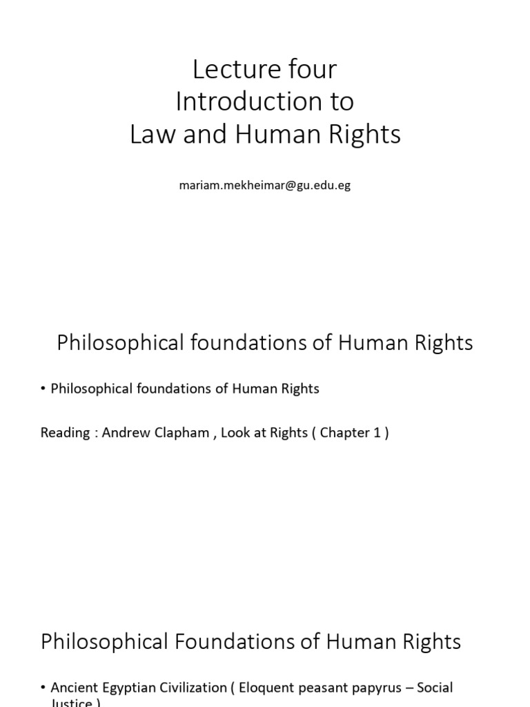 Lecture Four - Introduction To Law and Human Rights - 250414 - 055414 ...