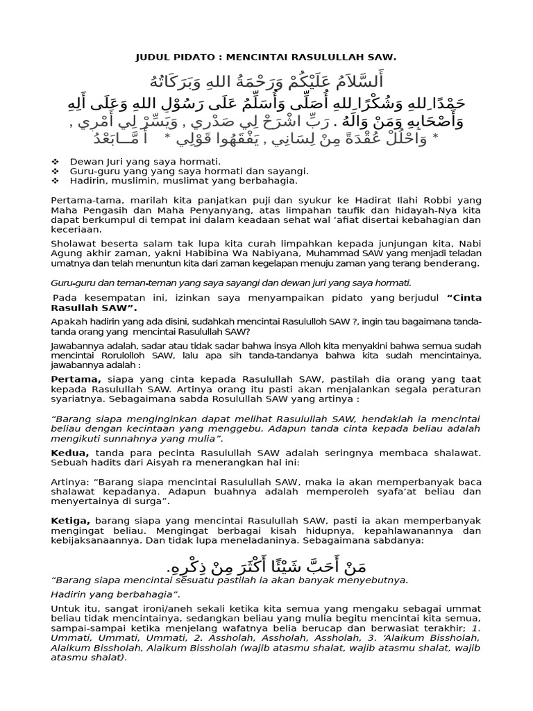 Cinta kepada Rasulullah SAW | PDF