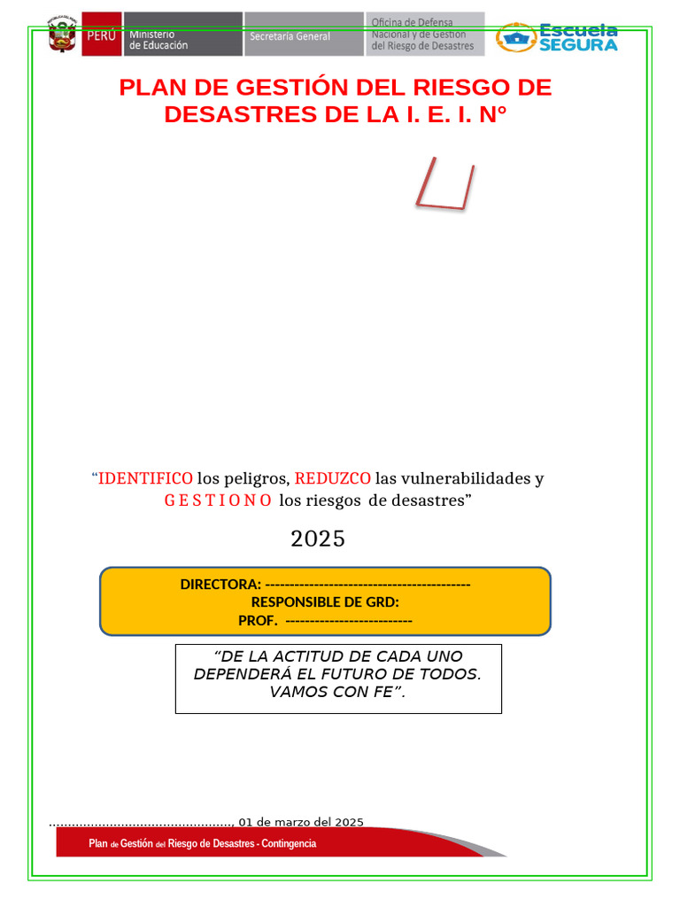 Plan de Gestión del Riesgo Escolar 2025 | PDF | Radiación | Temblores